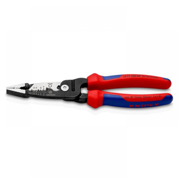 디바이스마트,수공구/전자공구/전동공구 > 작업공구 > 플라이어류 > 다용도플라이어,KNIPEX,크니펙스 만능 플라이어 13-72-200ME,크니펙스 다목적 만능 플라이어 / 펜치, 스트리퍼 기능 / 0.75 ~ 6mm²의 단선 도체와 0.5 ~ 4mm² 미세 연선 도체를 위한 정밀 스트리핑 가능 / Ø15mm 구리 및 알루미늄 케이블 절단 기능