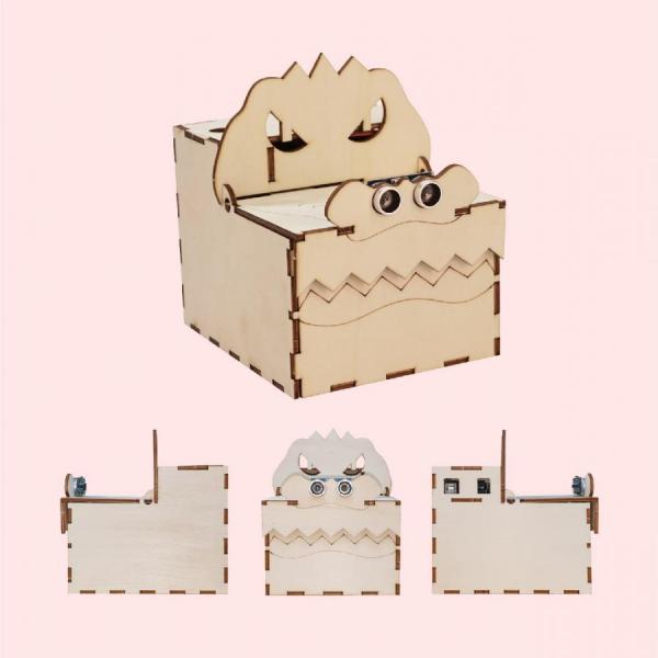 디바이스마트,MCU보드/전자키트 > 교육용키트/로봇 > 교육용키트 > 코딩교육,엘라인,휴지통 만들기 KIT,물체를 인식해서 자동으로 열리고 닫히는 스마트 휴지통 만들기 키트