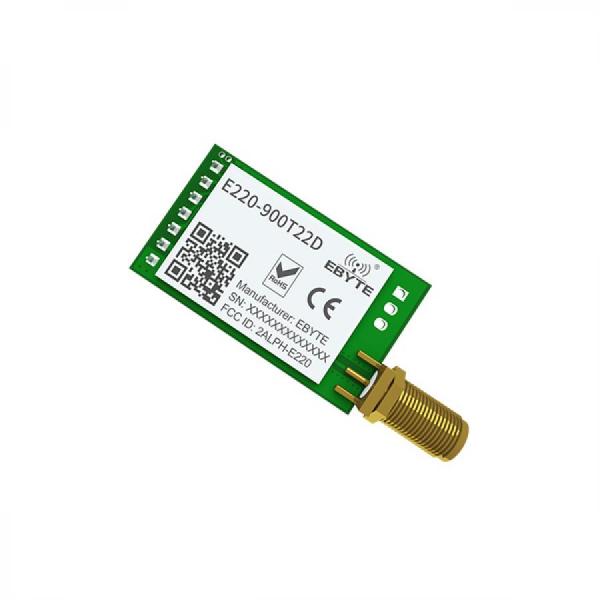 디바이스마트,MCU보드/전자키트 > 통신/네트워크 > RF/LoRa,EBYTE,E220-900T22D LoRa 무선 UART 모듈 [E220-900T22D],IC : LLCC68 / Frequency : 850.125~930.125MHz / Power : 22dBm / Distance : 5km / Size : 21*36mm / TTL 레벨 출력, 3.3V 및 5V IO 포트 전압과 호환 가능