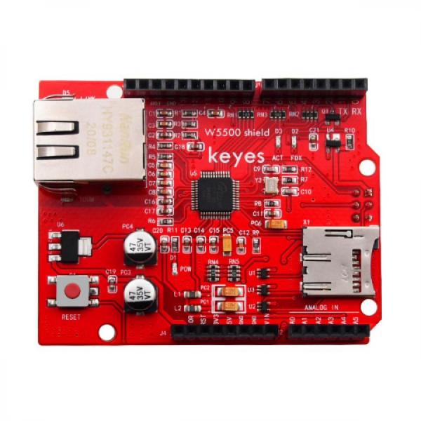 디바이스마트,MCU보드/전자키트 > 통신/네트워크 > 이더넷/PoE(Power over Ethernet),KEYES,아두이노 W5500 이더넷 쉴드 [KE0156],W5500 칩셋 기반 / 이더넷 쉴드 / 작동 전압 : 5V / UNO&MEGA2560 개발보드와 호환