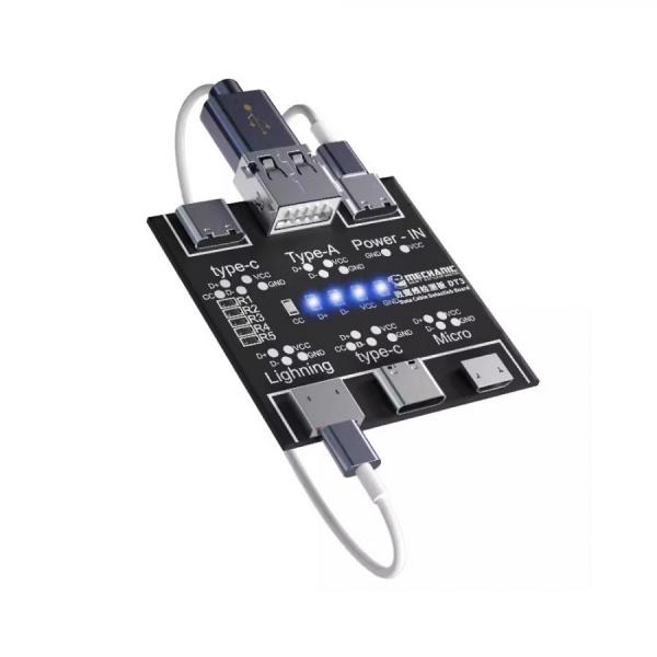 디바이스마트,MCU보드/전자키트 > 통신/네트워크 > USB관련,Happy House,[정품] USB 케이블 테스트 보드 MECHANIC DT3 [MC-1],안드로이드, 애플 케이블의 이상 상태를 확인 가능 / 테스트 가능 조합 1. Type - C / Type - C, 2. Type - C / Lightning, 3. Type - A / Lightning, 4. Type - A / Type - C, 5. Type - A / Micro /