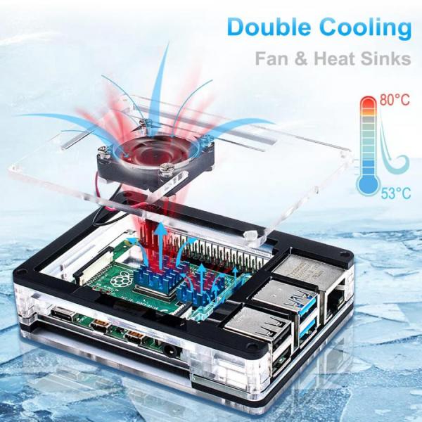 디바이스마트,오픈소스/코딩교육 > 라즈베리파이 > 라즈베리파이 케이스,52PI,라즈베리파이5 아크릴 9층 레이어 쿨링팬 히트싱크 케이스 [ZP-0165],라즈베리파이 5 전용 케이스 / 9층 아크릴 적층형 케이스 / 4010 팬 포함 / 93*68.5*30mm