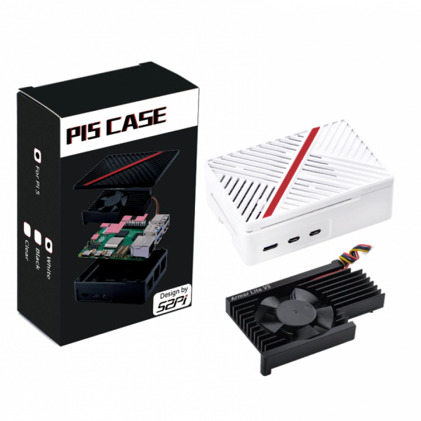 디바이스마트,오픈소스/코딩교육 > 라즈베리파이 > 라즈베리파이 케이스,52PI,라즈베리파이5 ABS 쿨링팬 케이스 화이트 [ZP-0167-white],라즈베리파이 5 전용 케이스 / 방열판+쿨링팬 포함 / 써멀패드 제공 / 94*63*31mm / 화이트