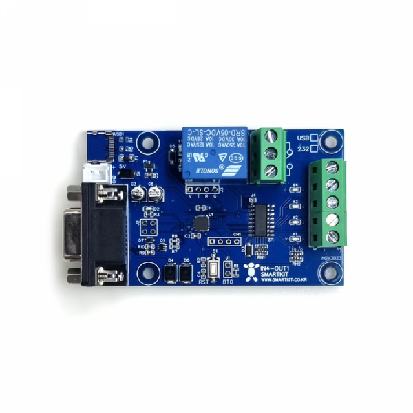 디바이스마트,MCU보드/전자키트 > 전원/신호/저장/응용 > 릴레이,한진데이타,RS232C제어 입력4, 릴레이1 모듈(P7197-1),RS232C 통신 지원 / I/O 입출력 모듈로 출력 / 포트 릴레이 1EA / 입력 포트 4EA(Active 'L') / 접점 신호 입력 가능