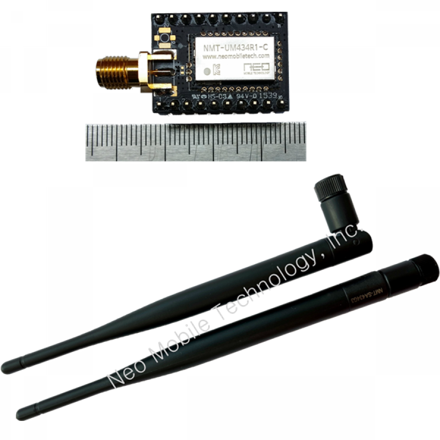 NMT-UM434R1-C SEVB (G3) 424MHz, 447MHz LPWA RF 모듈 (장거리 초 저전력 무선 통신) 확장보드 + 외장 Antenna