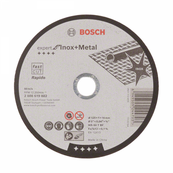 디바이스마트,수공구/전자공구/전동공구 > 작업공구 > 절단석,보쉬 BOSCH,보쉬 5인치 절단석 스텐인레스용 내경 16mm 2608619882,직경 : 125 mm / 내경 : 16 mm / 두께 : 1 mm  / 공정소재 : 금속 및 스테인레스 겸용 / 제원 : WA 60 T BF / 원산지 : 중국 / 낱장(1장) 판매 입니다.