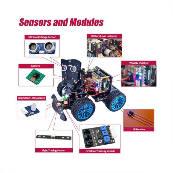 디바이스마트,오픈소스/코딩교육 > 코딩교육 키트/로봇 > Adeept,Adeept,PiCar-B 라즈베리파이 스마트카 키트 NEW V5.0 [ADR012],Raspberry Pi 3/4 모델 / 음성 인식, OpenCV 대상 추적, STEM 키트용