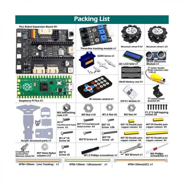 디바이스마트,오픈소스/코딩교육 > 코딩교육 키트/로봇 > Adeept,Adeept,라즈베리파이 피코용 4WD 무지향성 스마트카 키트 [ADR032],4WD 무지향성 DIY STEM 원격 제어 교육용 로봇 키트(LCD1602 포함) / ESP8266