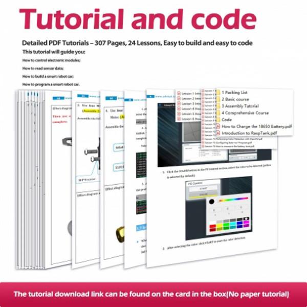 디바이스마트,오픈소스/코딩교육 > 코딩교육 키트/로봇 > Adeept,Adeept,RaspTank WiFi 무선 4축 로봇암 스마트카 키트 [ADR013],Raspberry Pi 4/3 모델 B+/B, 4-DOF 로봇 팔이 있는 탱크 추적 로봇, OpenCV 대상 추적용 Adeept RaspTank WiFi 무선 스마트 로봇 차량용 키트