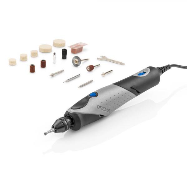 디바이스마트,수공구/전자공구/전동공구 > 전동/엔진공구 > 절단공구 > 조각기/멀티툴,드레멜,드레멜 다용도 조각기 Stylo 2050-15 액세서리 15종 포함 세트,스타일로 / 와트수 9W / 스피드범위 5,000 ~ 22,000 rpm / 중량 0.11Kg / 가변 속도설정 / 멀티척