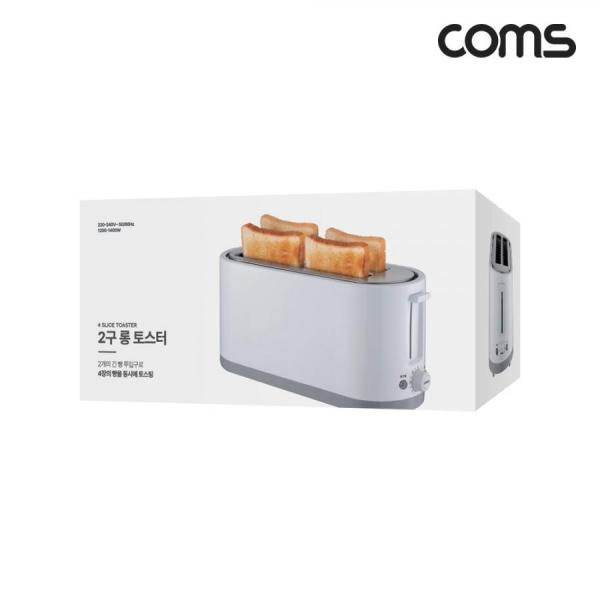 디바이스마트,컴퓨터/모바일/가전 > 가전/생활용품 > 주방가전 > 토스터/제빵기/반죽기,Coms,Coms 2구 롱 토스터 [FT531],와이드슬롯 4개씩 토스팅 토스터기 토스트기 토스트 굽기조절 재가열 모드기능 1200~1400W