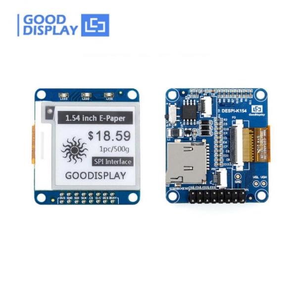 디바이스마트,MCU보드/전자키트 > 디스플레이 > E-paper,Goodisplay,1.54인치 SPI E-paper 흑백 터치 스크린 모듈 DESPI-K154D67,GDEH0154D67 / SSD1681 / 1.54인치 / 사이즈 : 41.8x37.32mm / 해상도 : 200x200 / 그레이스케일 : 4 / 흑백