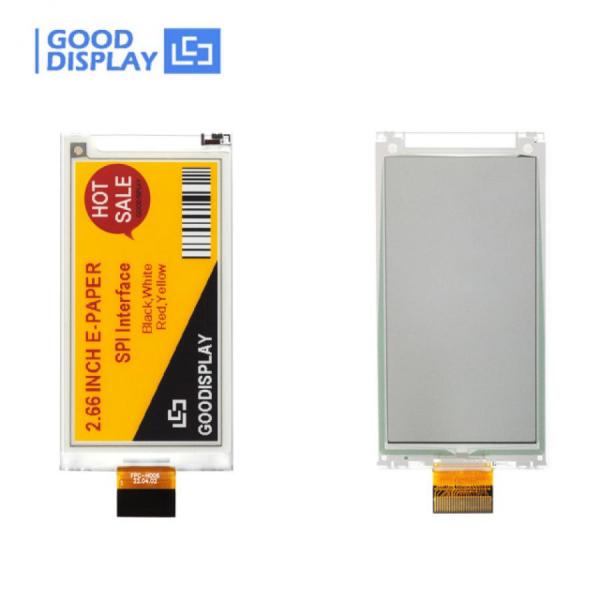 디바이스마트,MCU보드/전자키트 > 디스플레이 > E-paper,Goodisplay,2.66인치 360x184 4색 E-paper 디스플레이 GDEY0266F51H,GDEY0266F51H / 2.66인치 / 4색(흑백적황) / JD79667 / 해상도 : 360x184 / SPI / 그레이스케일 : 2