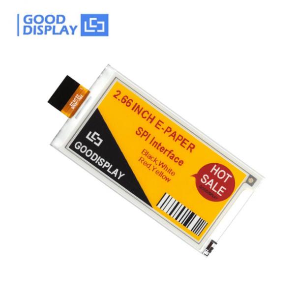 디바이스마트,MCU보드/전자키트 > 디스플레이 > E-paper,Goodisplay,2.66인치 360x184 4색 E-paper 디스플레이 GDEY0266F51H,GDEY0266F51H / 2.66인치 / 4색(흑백적황) / JD79667 / 해상도 : 360x184 / SPI / 그레이스케일 : 2