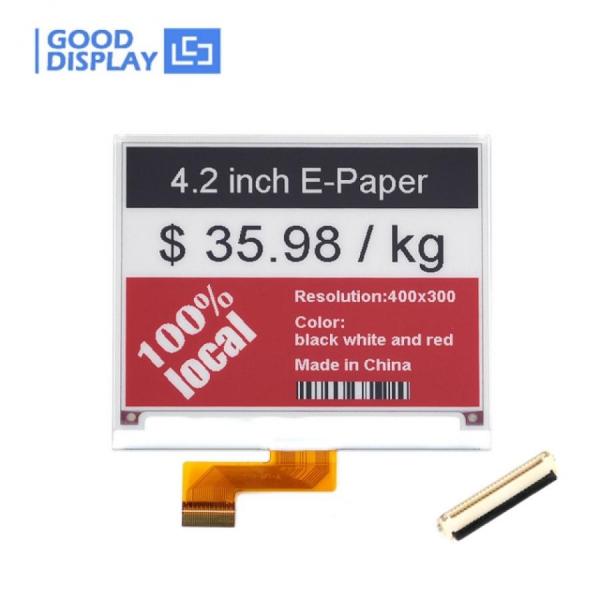 디바이스마트,MCU보드/전자키트 > 디스플레이 > E-paper,Goodisplay,4.2인치 400x300 3색(흑백적) SPI E-paper 디스플레이 GDEQ042Z21,GDEQ042Z21 / 4.2인치 / 3색(흑백적) / UC8276 / 해상도 : 400x300 / SPI / 그레이스케일 : 2