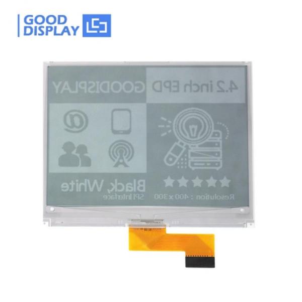 디바이스마트,MCU보드/전자키트 > 디스플레이 > E-paper,Goodisplay,4.2인치 400x300 고속 업데이트 E-paper 디스플레이 GDEY042T81,GDEY042T81 / 4.2인치 / 흑백 / SSD1683 / 해상도 : 400x300 (DPI:120) / SPI / 리프레시 타임 : 3s / 그레이스케일 : 2