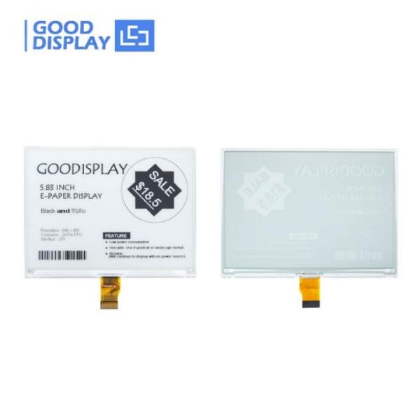 디바이스마트,MCU보드/전자키트 > 디스플레이 > E-paper,Goodisplay,5.83인치 고속 업데이트 E-paper 디스플레이 GDEY0583T81,GDEY0583T81 / 5.83인치 / 흑백 / UC8179 / 해상도 : 648x480 / SPI / 리프레시 타임 : 3.5s