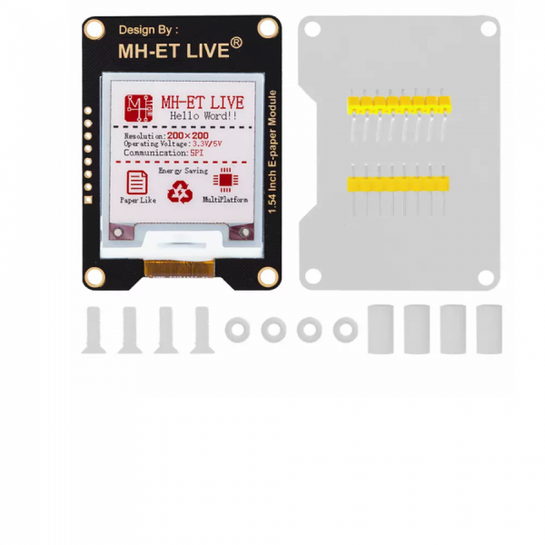 디바이스마트,MCU보드/전자키트 > 디스플레이 > E-paper,SMG,1.54인치 3색(흑백적) E-paper 모듈 [TSC-EP002],1.54인치 E-paper 모듈 / 해상도 : 200x200 / SPI / 저전력 / 작동 전압 : 3.3~5V / 55x39.4mm / 그레이스케일 : 2 / 리프레시 타임 : 2S / 3색(흑백적)
