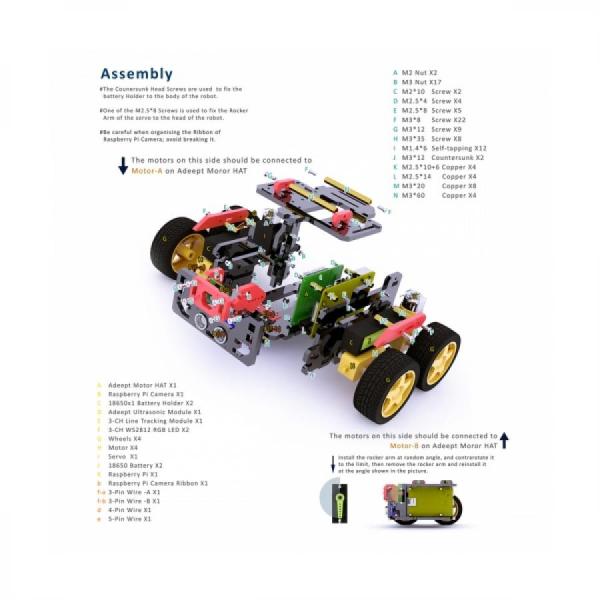 디바이스마트,오픈소스/코딩교육 > 코딩교육 키트/로봇 > Adeept,Adeept,라즈베리파이 4WD DIY 스마트 자동차 키트 [ADR014],Raspberry Pi 4/3 모델 B+/B/2B, 어린이 및 성인용 DIY 로봇 키트, OpenCV 대상 추적용 Adeept AWR 4WD WiFi 스마트 로봇 차량용 키트