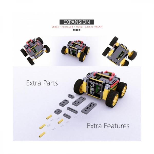 디바이스마트,오픈소스/코딩교육 > 코딩교육 키트/로봇 > Adeept,Adeept,라즈베리파이 4WD DIY 스마트 자동차 키트 [ADR014],Raspberry Pi 4/3 모델 B+/B/2B, 어린이 및 성인용 DIY 로봇 키트, OpenCV 대상 추적용 Adeept AWR 4WD WiFi 스마트 로봇 차량용 키트