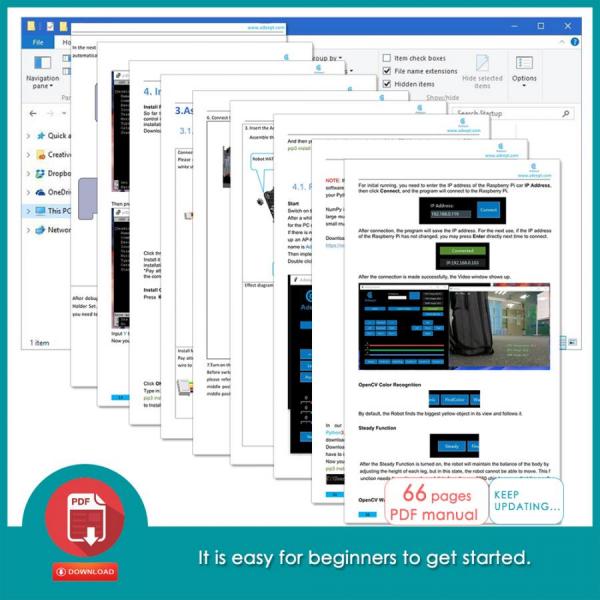 디바이스마트,오픈소스/코딩교육 > 코딩교육 키트/로봇 > Adeept,Adeept,라즈베리파이 STEM 크롤링 거미 로봇 키트 [ADR016],Raspberry Pi 4/3 모델 B+/B/2B, STEM 크롤링 로봇, OpenCV 추적, 자체 안정화용 Adeept DarkPaw Bionic Quadruped 거미 로봇 키트