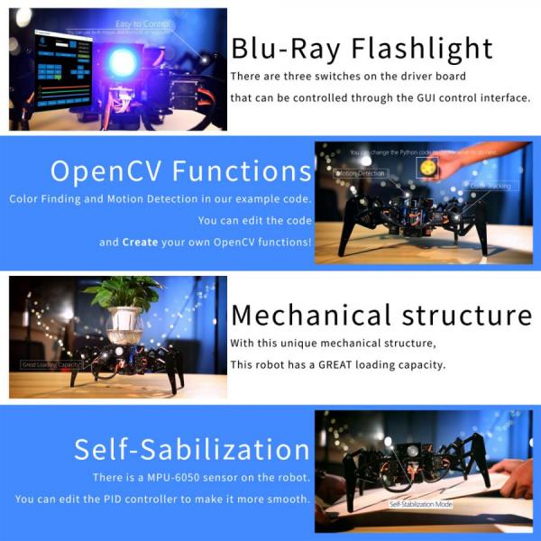 디바이스마트,오픈소스/코딩교육 > 코딩교육 키트/로봇 > Adeept,Adeept,라즈베리파이 STEM 크롤링 거미 로봇 키트 [ADR016],Raspberry Pi 4/3 모델 B+/B/2B, STEM 크롤링 로봇, OpenCV 추적, 자체 안정화용 Adeept DarkPaw Bionic Quadruped 거미 로봇 키트