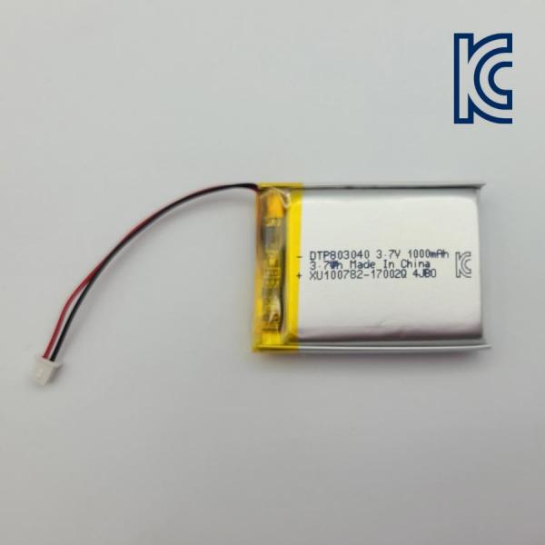 디바이스마트,전원/파워/배터리 > 배터리/배터리홀더 > 배터리팩 Pack > 리튬폴리머 Li-Po,Mini Battery,3.7V 1000mAh KC인증 리튬폴리머 배터리 [DTP803040],두께*세로*가로(mm) : 8 x 30 x 40 / 전압 : 3.7V / 용량 : 1000mAh / 커넥터 : Molex 51021-0200 2pin 1.25mm pitch / 커넥터 길이 : 약 500mm / 커넥터 주문 제작은 100개 이상 부터 가능합니다. 게시판에 수량 문의주시면 감사하겠습니다.