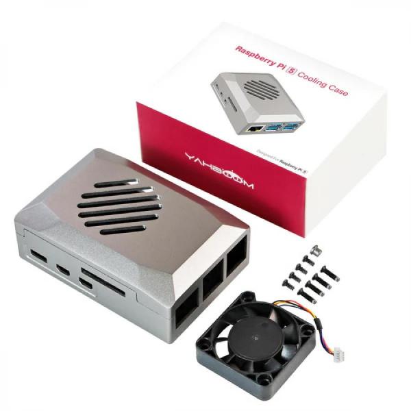 디바이스마트,오픈소스/코딩교육 > 라즈베리파이 > 라즈베리파이 케이스,Happy House,라즈베리파이5 전용 40mm 4.8CFM 쿨링팬 케이스 무광 실버 [NEW-30],라즈베리파이5 전용 ABS 케이스 / 냉각팬 포함 / 액티브 쿨러 장착 가능 / 일반 쿨러 사이즈가 큰 쿨러가 내장 40mm x 40mm / Air volume : 4.8CFM / 재질 : 플라스틱