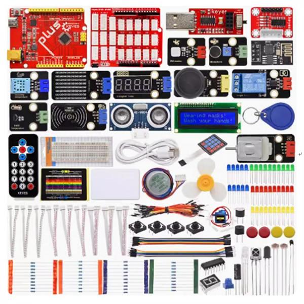 디바이스마트,오픈소스/코딩교육 > 아두이노 > 아두이노 교육용키트,KEYES,UNO-Plus 고급 학습 키트 [KE3018],UNO-Plus 보드 포함 / Scratch, Mixly, Arduino 프로그래밍 지원