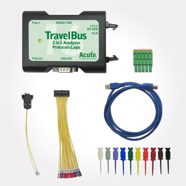디바이스마트,MCU보드/전자키트 > 개발용 장비 > 아날라이저,Acute,TravelBus TB3016B 25채널 2in1 로직 아날라이저,로직 분석 + 프로토콜 분석모드 기능을 갖춘 이중 분석 아날라이저 / 25채널 / 타이밍 분석 : 800MHz / 상태 분석 : 200MHz / Diff. Signal：DP_Aux、CAN2.0/CAN-FD、RS485