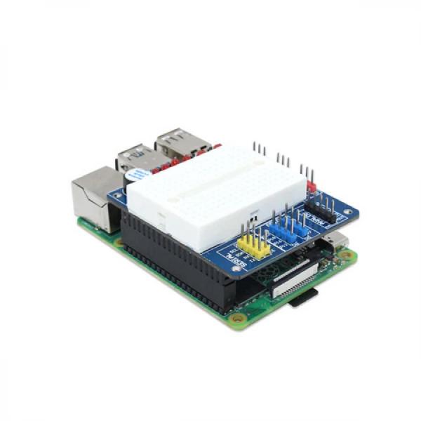 디바이스마트,오픈소스/코딩교육 > 라즈베리파이 > 라즈베리파이 확장보드/HAT,SB Components,BreadPi - Multipurpose HAT for Raspberry Pi [SKU11605],상단의 미니 브레드보드, ADC, 프로그래밍 가능 버저, 프로그래밍 가능 LED, 푸시 버튼 및 작동 단자의 5V 허용 입력으로 구성된 다목적 HAT입니다.