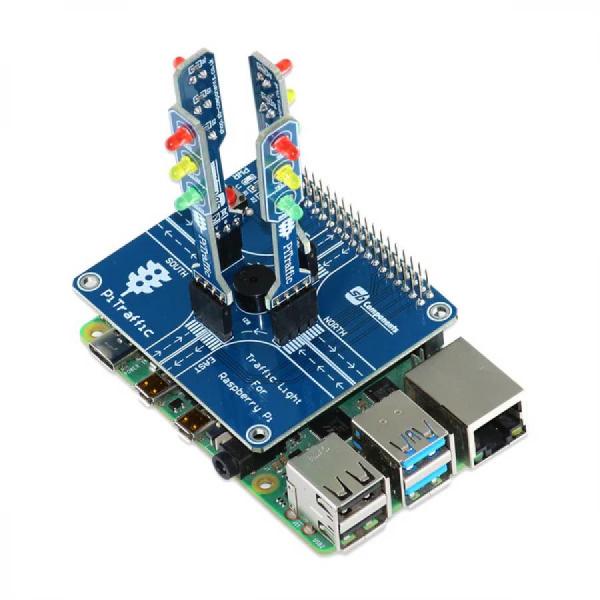 디바이스마트,오픈소스/코딩교육 > 라즈베리파이 > 라즈베리파이 확장보드/HAT,SB Components,PiTraffic - Raspberry Pi Traffic Light Shield [SKU06977],라즈베리파이 신호등 쉴드 / LED(빨간색, 녹색, 노란색)를 갖춘 신호등 4개 세트 / 5V / 납땜 필요없음