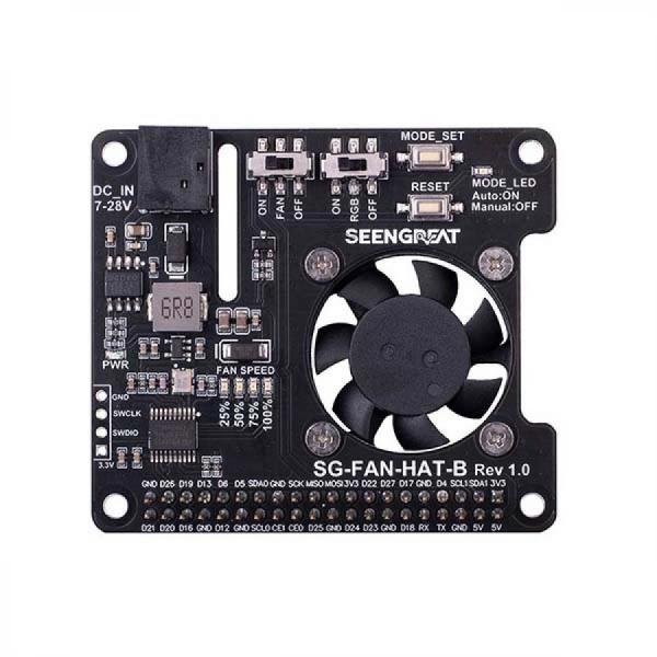 디바이스마트,오픈소스/코딩교육 > 라즈베리파이 > 라즈베리파이 확장보드/HAT,SEENGREAT,라즈베리파이 PWM 냉각팬 I2C 속도 제어 RGB LED[239198],라즈베리파이 냉각펜 확장보드 / I2C / RGB LED / 5V