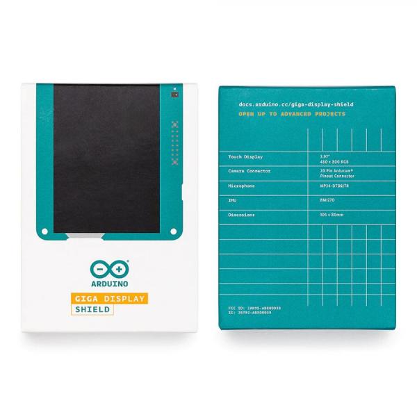 디바이스마트,오픈소스/코딩교육 > 아두이노 > 아두이노 정품 보드/쉴드/키트,아두이노,Arduino GIGA Display Shield,ASX00039 / 아두이노 기가 R1 와이파이 확장 쉴드 / 디지털 마이크, 6축 IMU 및 Arducam® 커넥터 포함 터치 스크린 솔루션(3.97인치) / 디스플레이 스펙 : 480x800 RGB, 16.7M 색상, 5점 터치 및 제스쳐, I2C 인터페이스 / BMI270 IMU 칩셋, MP34DT06JTR 마이크