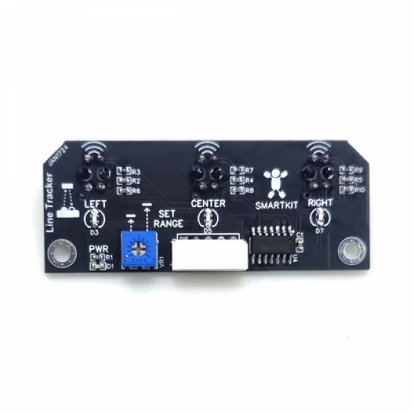 디바이스마트,MCU보드/전자키트 > 센서모듈 > 라이다/거리/초음파/라인 > 적외선(IR)/라인센서,한진데이타,적외선방식 3채널 트래킹(라인트레이서용) 센서 (P0178-2),3개의 센서로부터 값을 읽어서 출력을 하는 라인 트랙킹 센서 모듈입니다