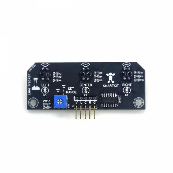 디바이스마트,MCU보드/전자키트 > 센서모듈 > 라이다/거리/초음파/라인 > 적외선(IR)/라인센서,한진데이타,적외선방식 3채널 트래킹(라인트레이서용) 센서 (P0178-2),3개의 센서로부터 값을 읽어서 출력을 하는 라인 트랙킹 센서 모듈입니다