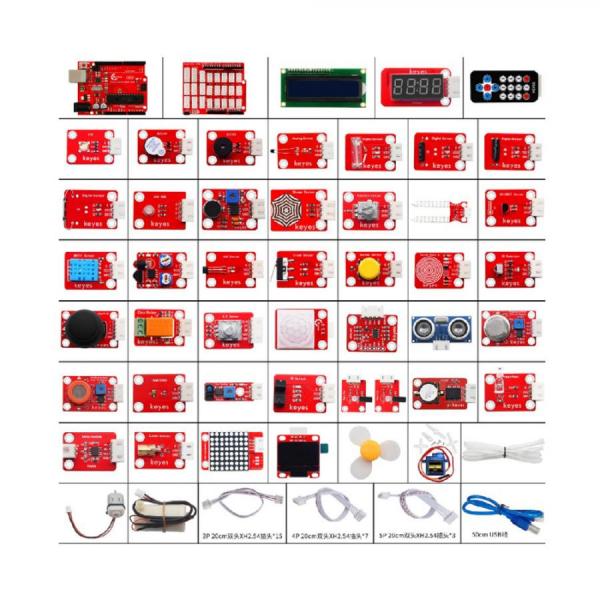 디바이스마트,오픈소스/코딩교육 > 아두이노 > 아두이노 교육용키트,KEYES,아두이노 42종 DIY 센서 키트 [KE3003],Keyes brick 42 in 1 센서 키트에 일반적으로 사용되는 센서/모듈, UNO R3 개발 보드 및 실드, 와이어를 포함합니다. 납땜이 필요없어 초보자가 사용하기에 적합한 상품입니다.