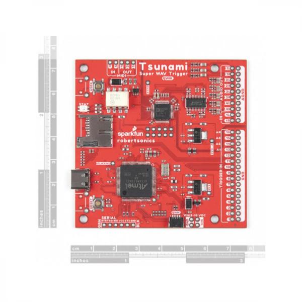 디바이스마트,MCU보드/전자키트 > 음악/앰프/녹음 > 악기/알람/소리재생,SparkFun,Tsunami Super WAV Trigger - 25 Voice (Qwiic) [WIG-20636],다성음악을 25개의 모노 또는 13개의 스테레오 동시 비압축 44.1kHz, 16비트 트랙으로 확장 /  출력은 독립적인 실시간 재생 속도 제어 및 MIDI 피치 벤드 제공