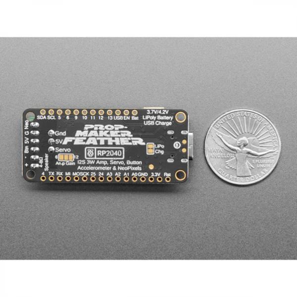 디바이스마트,MCU보드/전자키트 > 음악/앰프/녹음 > 앰프/증폭,Adafruit,Adafruit RP2040 Prop-Maker Feather with I2S Audio Amplifier [ada-5768],최대 3W의 4~8Ω 스피커를 구동 / 크기 : 52.1mm x 22.8mm x 12.2mm