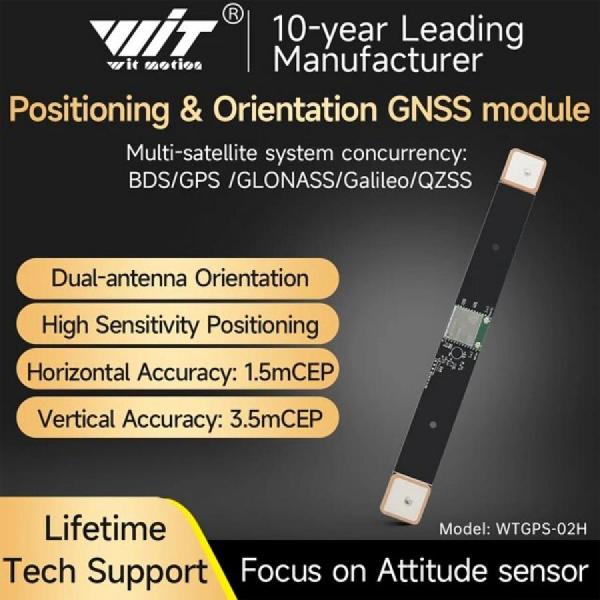 디바이스마트,MCU보드/전자키트 > 센서모듈 > IMU/AHRS(9축 이상),wit-motion,지향성 포지셔닝 저전력 GNSS 모듈 [WTGPS-02H],Directional Positioning GPS BeiDou GNSS Low-power Module, output 3-Axis Heading + Tilt Angle + Roll