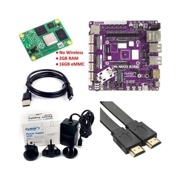 디바이스마트,오픈소스/코딩교육 > 라즈베리파이 > 라즈베리파이 교육용키트,Cyrton,CM4 Maker Board & Kits : Maker’s Carrier Board for Raspberry Pi CM4 [V-MAKER-CM4],Raspberry Pi 4 Model B 기반 / DC jack 7V-18V / USB-C 5V