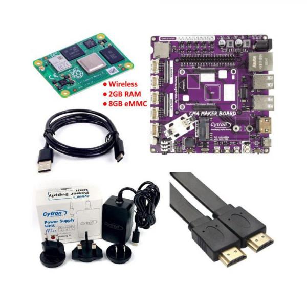 디바이스마트,오픈소스/코딩교육 > 라즈베리파이 > 라즈베리파이 교육용키트,Cyrton,CM4 Maker Board & Kits : Maker’s Carrier Board for Raspberry Pi CM4 [V-MAKER-CM4],Raspberry Pi 4 Model B 기반 / DC jack 7V-18V / USB-C 5V