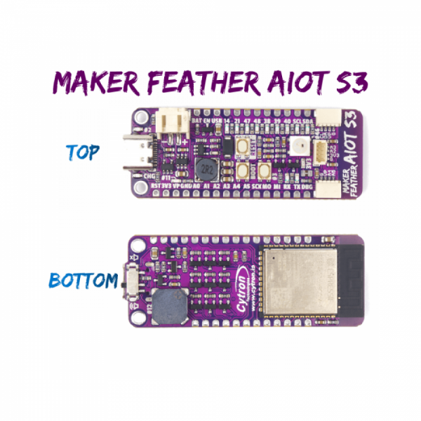 디바이스마트,오픈소스/코딩교육 > 아두이노 > 아두이노 호환보드,Cyrton,Maker Feather AIoT S3: Simplifying AIoT with ESP32 [V-MAKER-FEATHER-AIOT-S3],Adafruit Feather 폼 팩터를 갖춘 ESP32-S3 WROOM 1 N8R8 모듈로 구동되는 보드 / Arduino, CircuitPython, MicroPython 지원 / 구성품 : 보드 x1