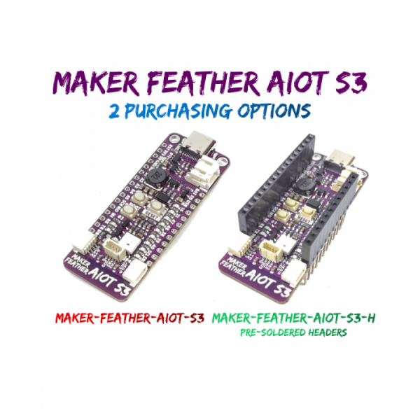디바이스마트,오픈소스/코딩교육 > 아두이노 > 아두이노 호환보드,Cyrton,Maker Feather AIoT S3: Simplifying AIoT with ESP32 [V-MAKER-FEATHER-AIOT-S3],Adafruit Feather 폼 팩터를 갖춘 ESP32-S3 WROOM 1 N8R8 모듈로 구동되는 보드 / Arduino, CircuitPython, MicroPython 지원 / 구성품 : 보드 x1