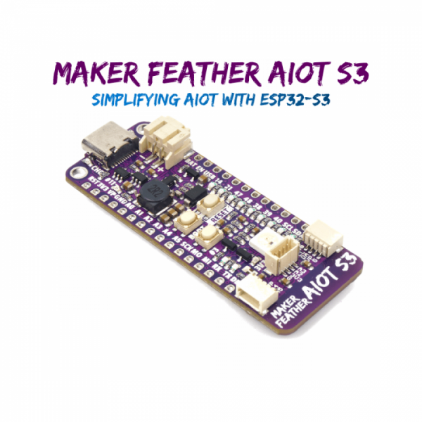 디바이스마트,오픈소스/코딩교육 > 아두이노 > 아두이노 호환보드,Cyrton,Maker Feather AIoT S3: Simplifying AIoT with ESP32 [V-MAKER-FEATHER-AIOT-S3],Adafruit Feather 폼 팩터를 갖춘 ESP32-S3 WROOM 1 N8R8 모듈로 구동되는 보드 / Arduino, CircuitPython, MicroPython 지원 / 구성품 : 보드 x1