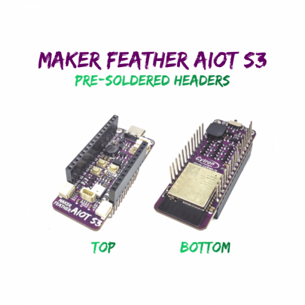 디바이스마트,오픈소스/코딩교육 > 아두이노 > 아두이노 호환보드,Cyrton,Maker Feather AIoT S3: Simplifying AIoT with ESP32 [V-MAKER-FEATHER-AIOT-S3],Adafruit Feather 폼 팩터를 갖춘 ESP32-S3 WROOM 1 N8R8 모듈로 구동되는 보드 / Arduino, CircuitPython, MicroPython 지원 / 구성품 : 보드 x1