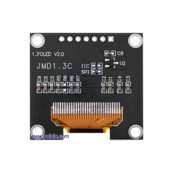 디바이스마트,MCU보드/전자키트 > 디스플레이 > LCD/OLED,Pololu,Graphical OLED Display: 128x64, 1.3inch, White Pixels, SPI, Black PCB #3761,표준 SH1106 SPI 인터페이스의 OLED 디스플레이 / 128×64픽셀 해상도 / 1.3인치 크기 / 픽셀 색상: 흰색 / 픽셀 피치: 0.23mm