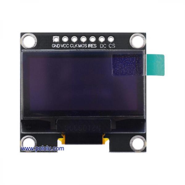 디바이스마트,MCU보드/전자키트 > 디스플레이 > LCD/OLED,Pololu,Graphical OLED Display: 128x64, 1.3inch, White Pixels, SPI, Black PCB #3761,표준 SH1106 SPI 인터페이스의 OLED 디스플레이 / 128×64픽셀 해상도 / 1.3인치 크기 / 픽셀 색상: 흰색 / 픽셀 피치: 0.23mm