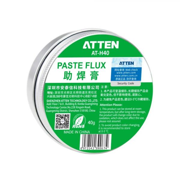 디바이스마트,화학/산업/안전 > 표면처리제 > 플럭스/페이스트/솔더마스크,ATTEN,친환경 솔더 페이스트 AT-H40,친환경으로 인체에 무해함. 인두팁 세정에 사용. 납땜완료 후 페이스트에 살짝 묻힌 후 헝겁이나 물티슈로 마무리. 용량:40g