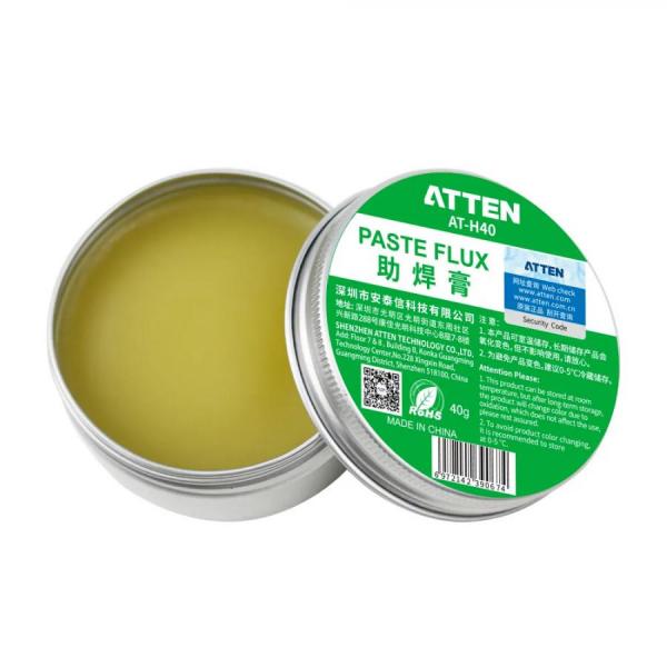 디바이스마트,화학/산업/안전 > 표면처리제 > 플럭스/페이스트/솔더마스크,ATTEN,친환경 솔더 페이스트 AT-H40,친환경으로 인체에 무해함. 인두팁 세정에 사용. 납땜완료 후 페이스트에 살짝 묻힌 후 헝겁이나 물티슈로 마무리. 용량:40g